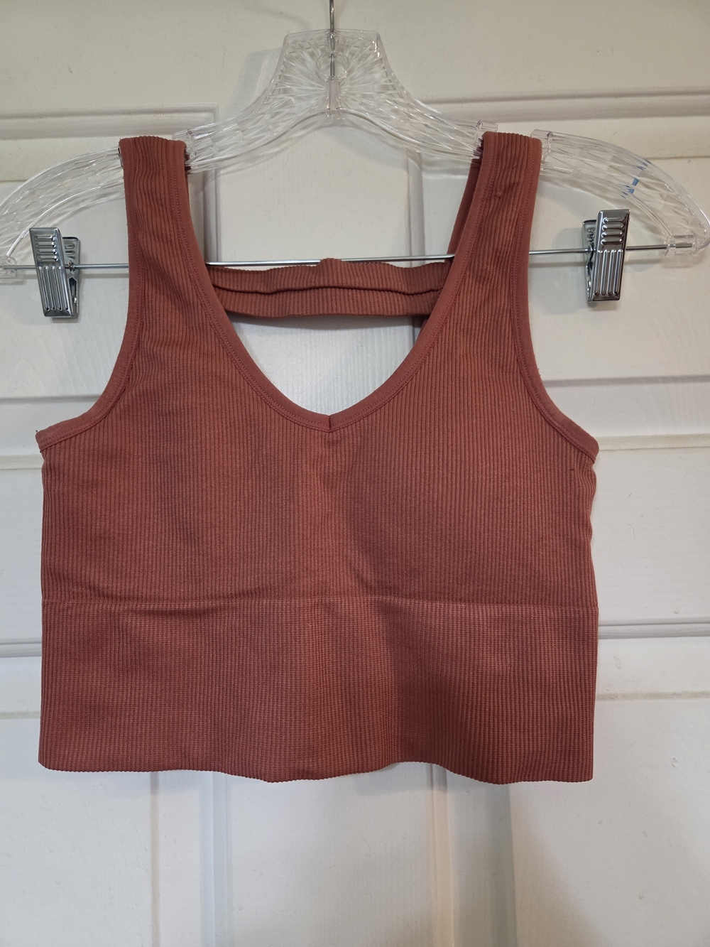 90 Degree By Reflex Ribbed Mauve Rust Tank Crop Top